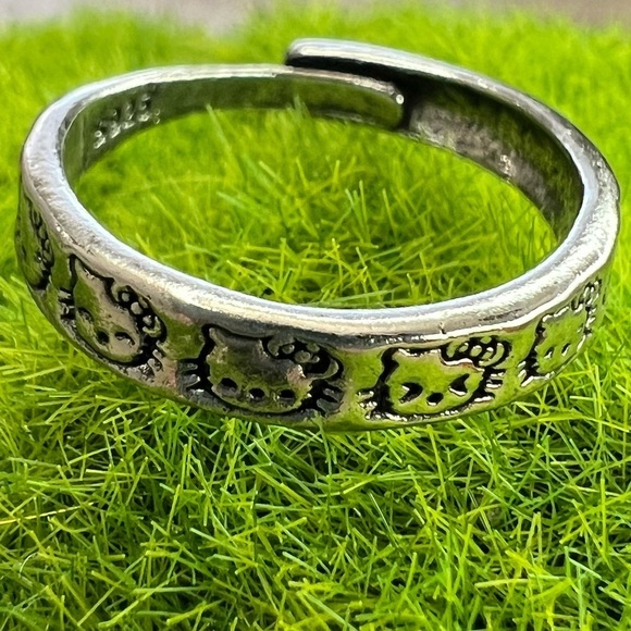 Silver 925 Hello Kitty 🌸 Adjustable ring (1 ring) adorable dainty - Picture 3 of 9